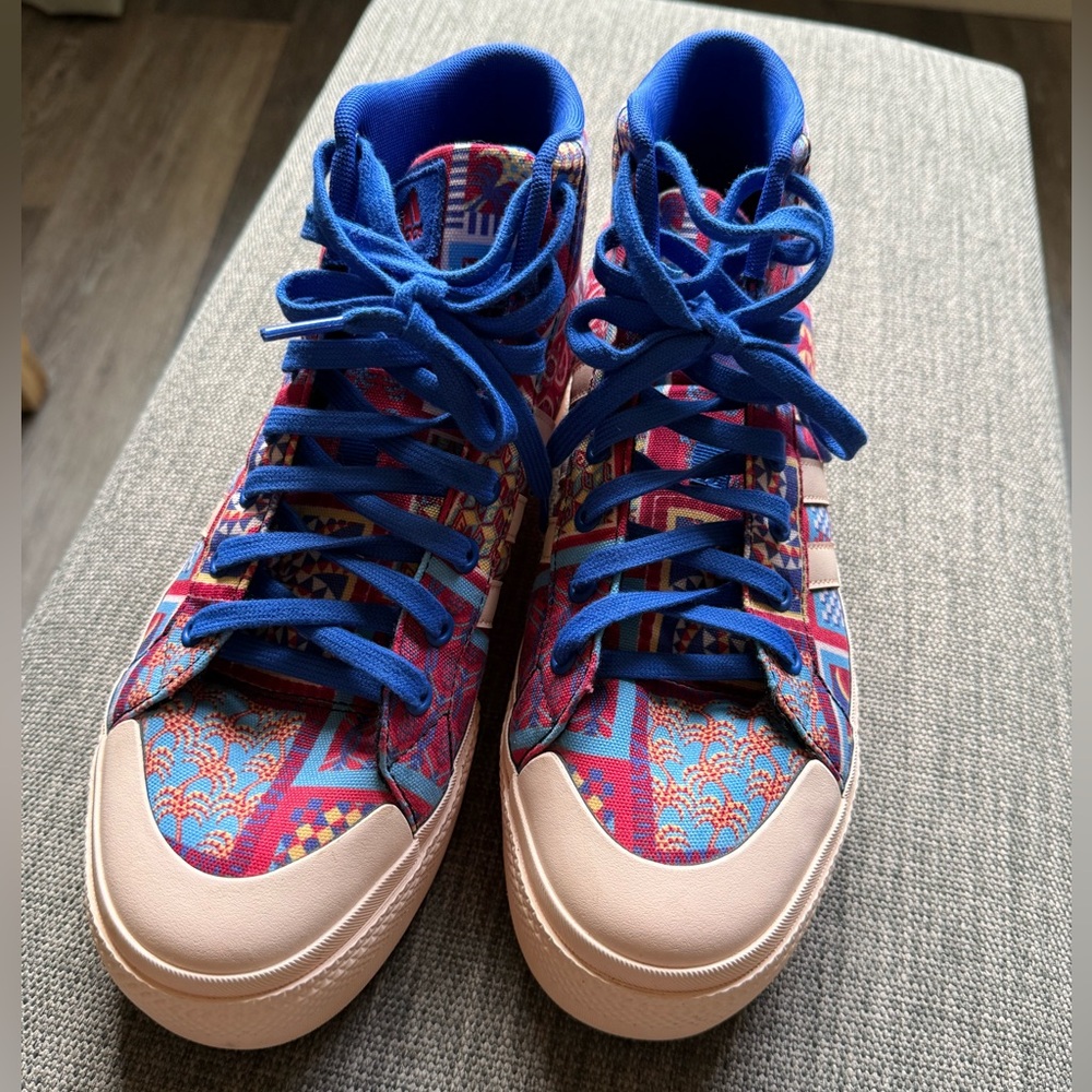 adidas High-Top Platform Sneakers in Red, Blue, Pink - Picture 10 of 15